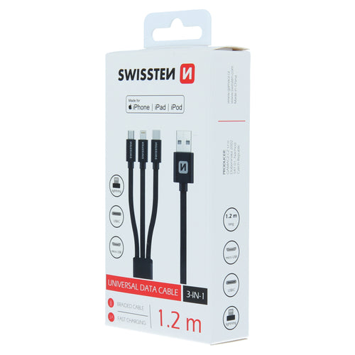 Swissten - Cable USB 3 en 1 (Micro USB / USB-C / Lightning)